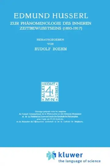 Cover of Zur Phänomenologie Des Inneren Zeitbewusstseins (1893-1917)