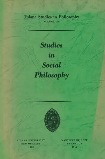 Cover of Studies in Social Philosophy