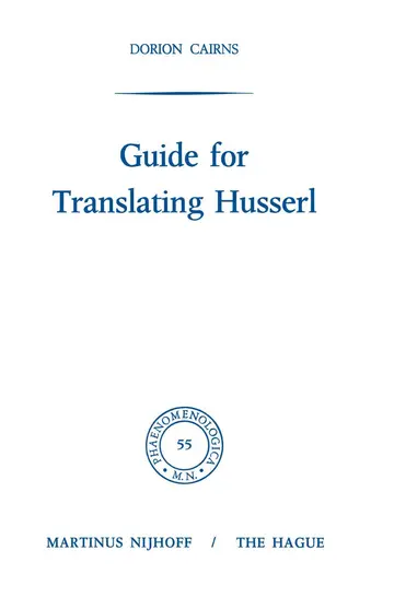 Cover of Guide for Translating Husserl