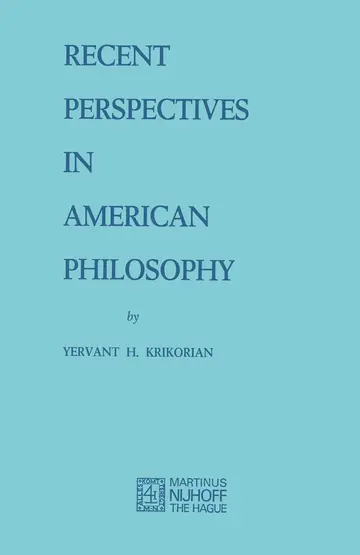 Cover of Recent Perspectives in American Philosophy