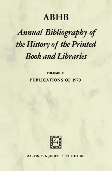 Cover of ABHB Annual Bibliography of the History of the Printed Book and Libraries