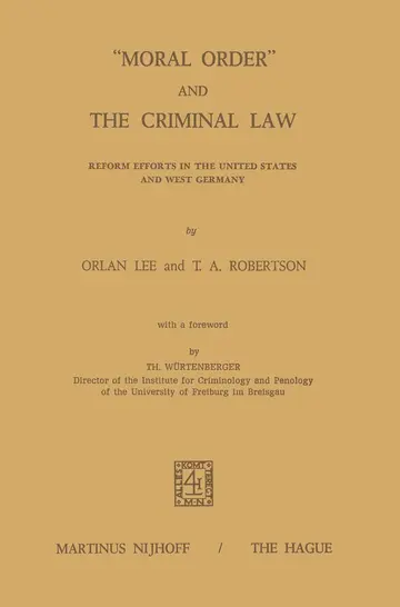 Cover of “Moral Order” and the Criminal Law
