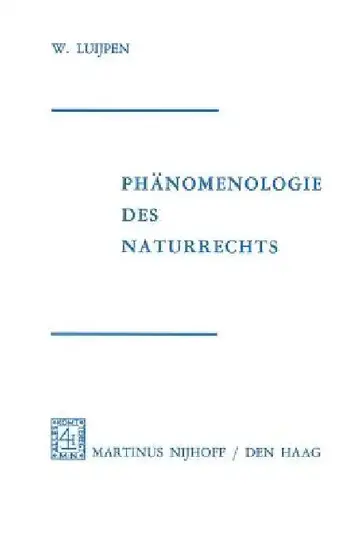 Cover of Phänomenologie Des Naturrechts