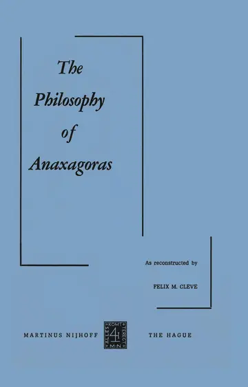 Cover of The Philosophy of Anaxagoras