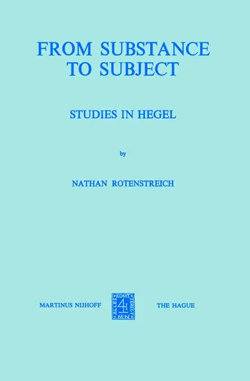 Cover of From Substance to Subject