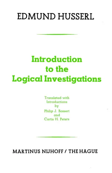 Cover of Introduction to the Logical Investigations