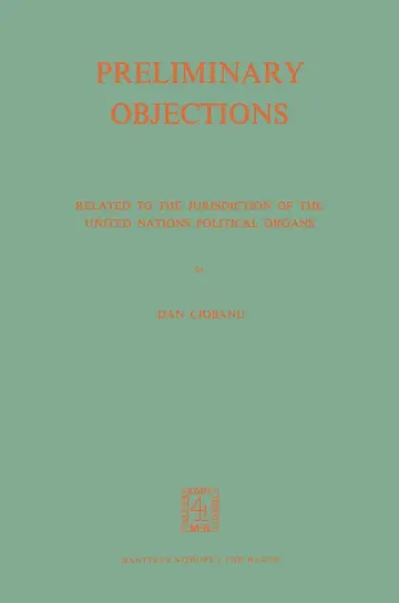 Cover of Preliminary Objections Related to the Jurisdiction of the United Nations Political Organs