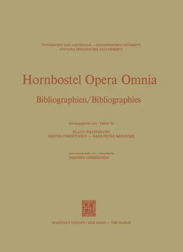 Cover of Hornbostel Opera Omnia