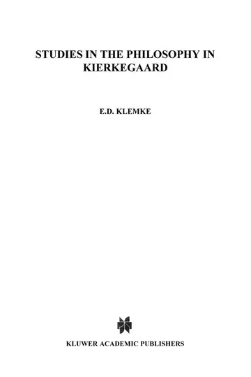Cover of Studies in the Philosophy of Kierkegaard
