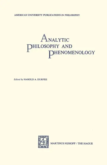 Cover of Analytic Philosophy and Phenomenology