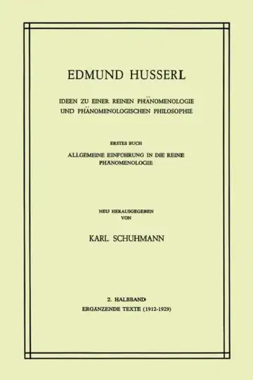 Cover of Ideen Zu Einer Reinen Phänomenologie Und Phänomenologischen Philosophie