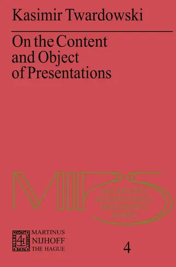 Cover of On the Content and Object of Presentations