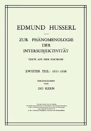 Cover of Zur Phänomenologie Der Intersubjektivität