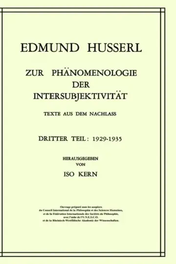 Cover of Zur Phänomenologie Der Intersubjektivität