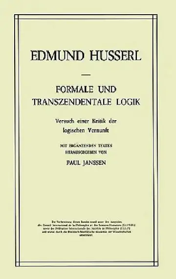 Cover of Formale Und Transzendentale Logik