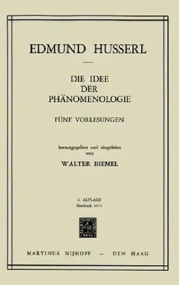 Cover of Die Idee Der Phänomenologie