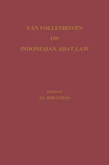 Cover of Van Vollenhoven on Indonesian Adat Law