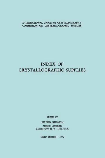 Cover of Index of Crystallographic Supplies