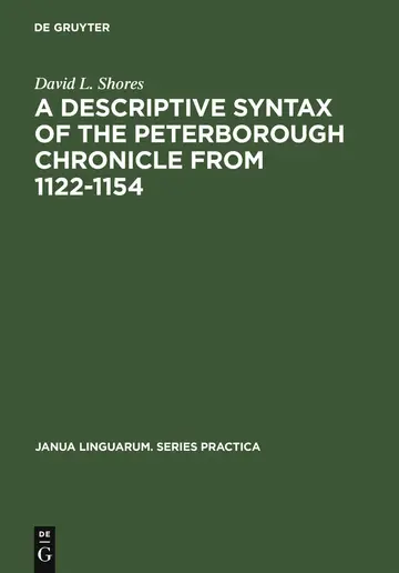 Cover of A Descriptive Syntax of the Peterborough Chronicle from 1122-1154