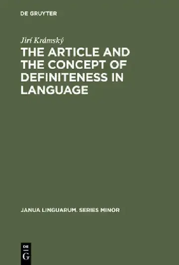 Cover of The Article and the Concept of Definiteness in Language