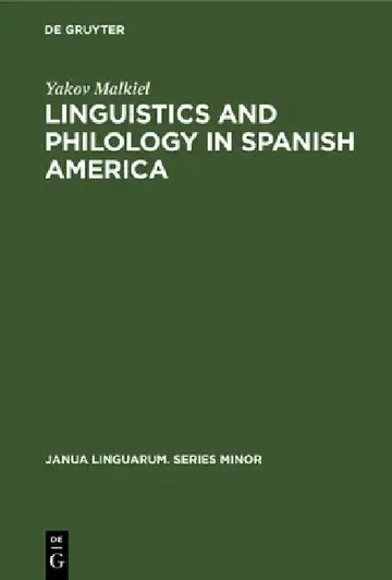 Cover of Linguistics and Philology in Spanish America