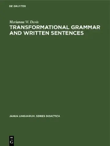 Cover of Transformational Grammar and Written Sentences