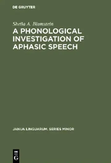 Cover of A Phonological Investigation of Aphasic Speech