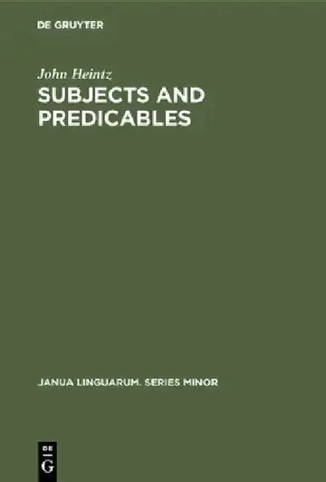 Cover of Subjects and Predicables