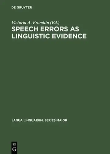 Cover of Speech Errors as Linguistic Evidence
