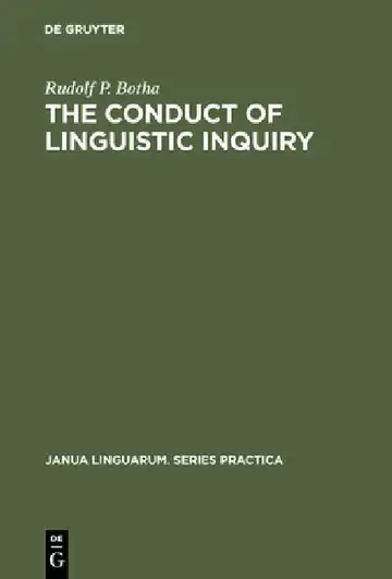 Cover of The Conduct of Linguistic Inquiry