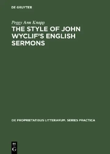 Cover of The Style of John Wyclif's English Sermons