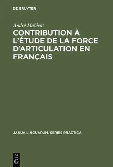 Cover of Contribution À l'Étude de la Force d'Articulation En Français