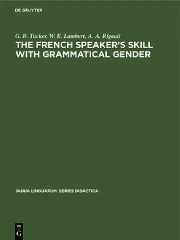Cover of The French Speaker's Skill with Grammatical Gender