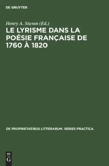 Cover of Le Lyrisme Dans La Poésie Française de 1760 À 1820