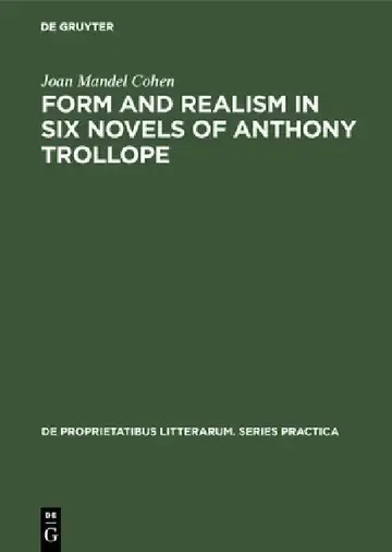 Cover of Form and realism in six novels of Anthony Trollope