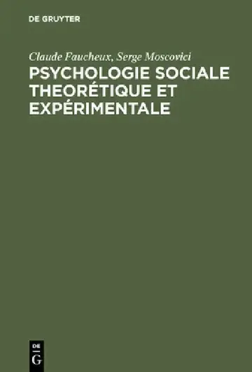 Cover of Psychologie sociale theorétique et expérimentale