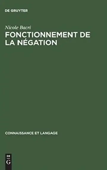 Cover of Fonctionnement de La Negation