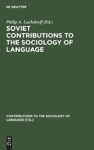 Cover of Soviet Contributions to the Sociology of Language