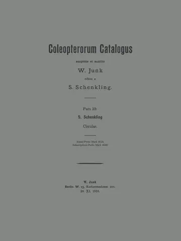 Cover of Coleopterorum Catalogus