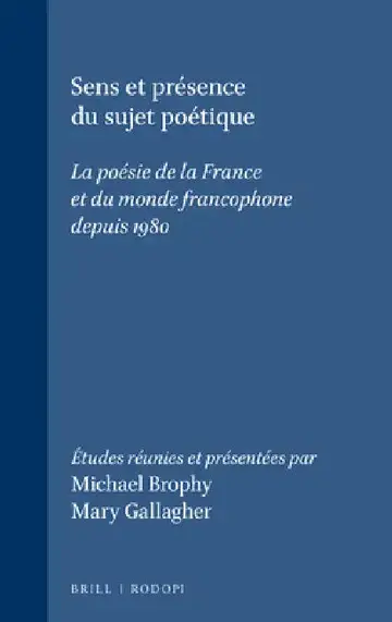 Cover of Sens et présence du sujet poétique