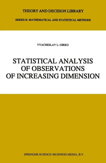 Cover of Statistical Analysis of Observations of Increasing Dimension