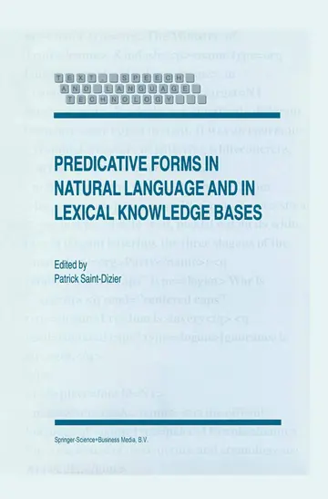 Cover of Predicative Forms in Natural Language and in Lexical Knowledge Bases