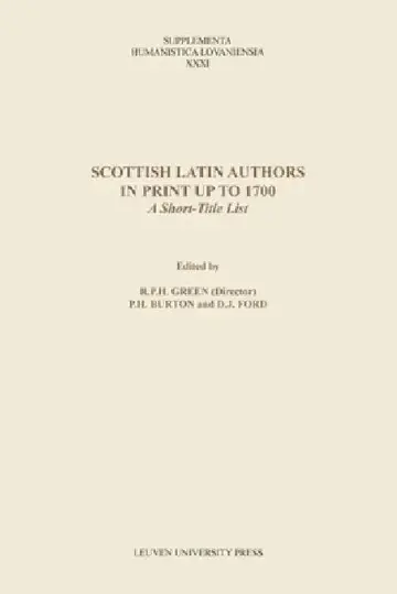 Cover of Scottish Latin Authors in Print Up to 1700