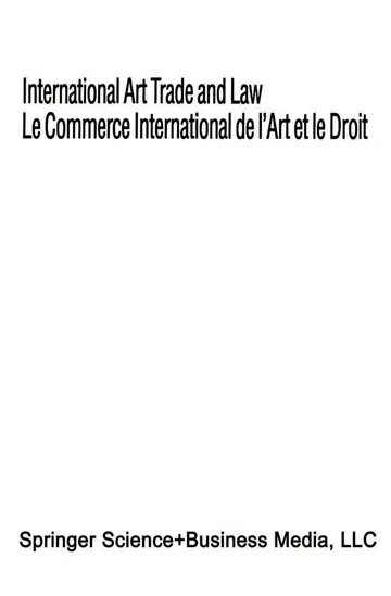 Cover of International Art Trade and Law