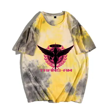 Cover of TGV Tie Dye Short Sleeve T-shirt, Neo Zeon Gundam Colorful Painting Tee, Tie-Dye T-Shirt, Men's/Women's, Print, Big T-Shirt, Loose, Top, Matching Look, Gradient, Casual, Soft, Cotton, YELLOW 0, L