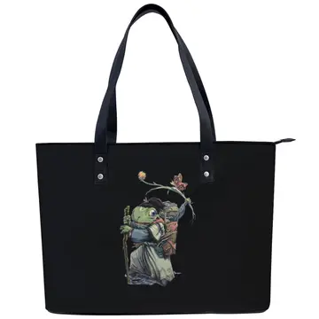 Cover of Handbag, Funny, Frog, Ronin Tote Bag, Leather, Women's, Crossbody Bag, Business Bag, Large Capacity, Waterproof, Shoulder Bag, for Business Trips, Travels, Commutes, Computer Storage, Multi-functional