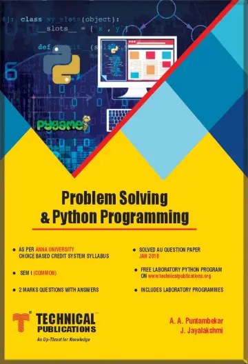 Cover of Problem Solving & Python Programming for BE Anna University R17 CBCS