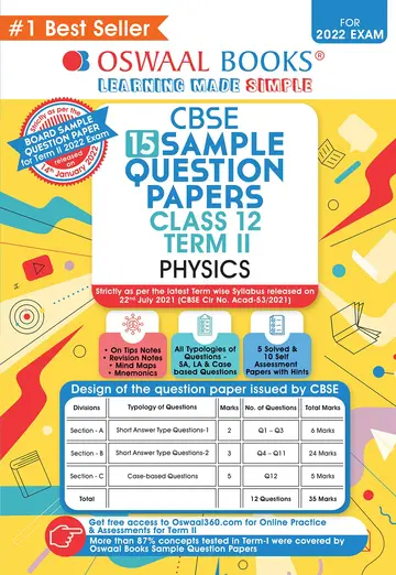 Cover of Oswaal CBSE Term 2 Physics Class 12 Sample Question Papers Book
