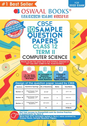 Cover of Oswaal CBSE Term 2 Computer Science Class 12 Sample Question Papers Book