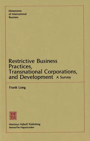 Cover of Restrictive Business Practices, Transnational Corporations, and Development